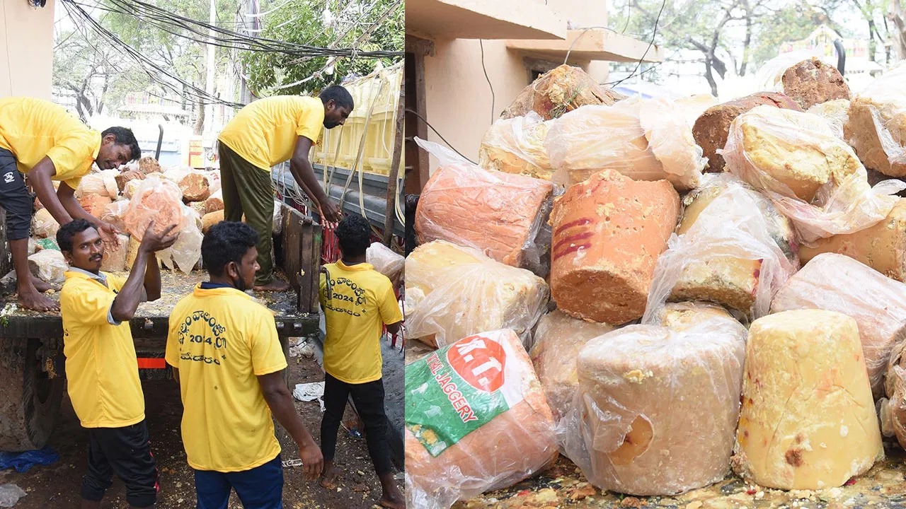 సమ్మక్క-సారక్క జాతరకు పోటెత్తిన భక్తులు.. బంగారాన్ని తలపిస్తున్న బెల్లం ధరలు..